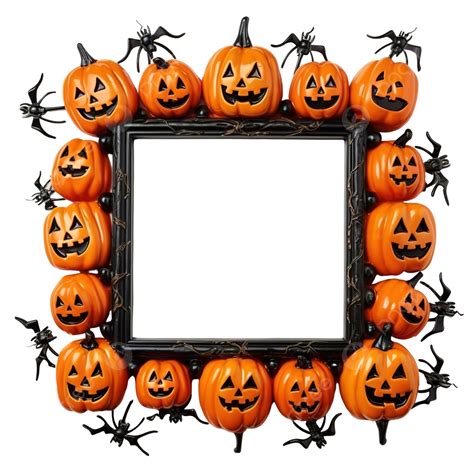 Halloween Decoration Frame From Pumpkins And Spiders Hand Made From