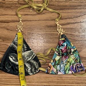 Christian Audigier Swim Y K Christian Audigier Size Large Mcbling Sexy Gold String Bikini