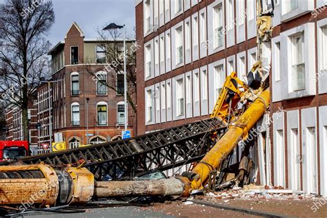 pile driving rig collapsed landed  editorial stock photo stock