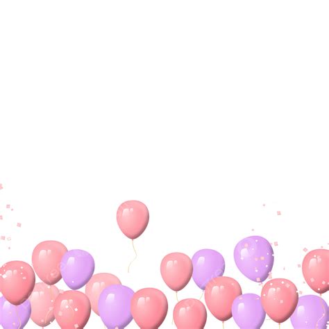 Cute Floating Balloons Vector In Lilac And Pink Color Floating