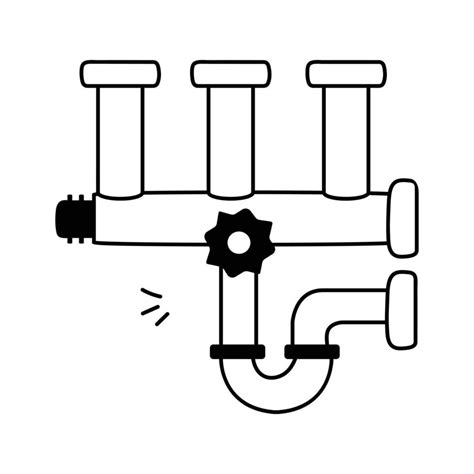 clean technical  drawing illustrates  triple output pipe setup
