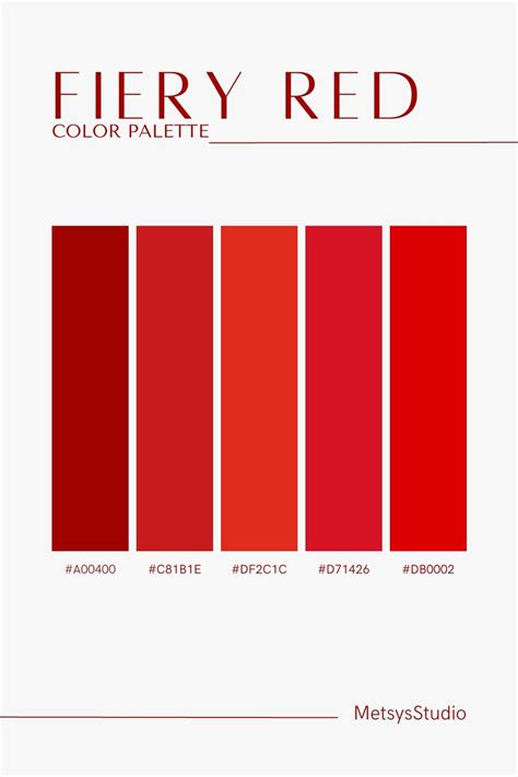 fiery red color palette red colour palette digital paint color red
