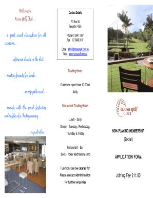 Fillable Online Application Form Noosa Golf Club Fax Email Print