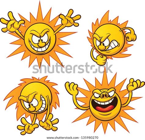 Evil Cartoon Sun Vector Clip Art Stock Vector Royalty Free 135980270