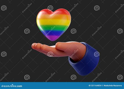 Lgbtq Pride D Black Hand Holding Rainbow Heart Equality And Solidarity Of A Gay Couple Stock
