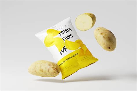 Potato Chips Bag Mockup with Potatoes | Premium & Free PSD Mockup Store