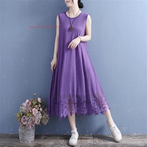 Ensemble De Lingerie Vintage Jupon En Coton Et Lin Robe En Dentelle Sans Manches Slip