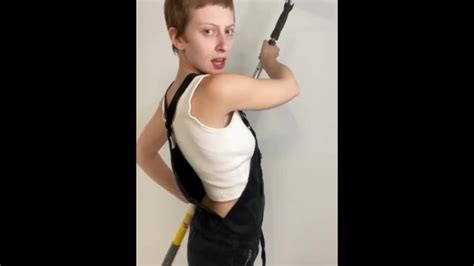 Embarrassed Naked Female Painter