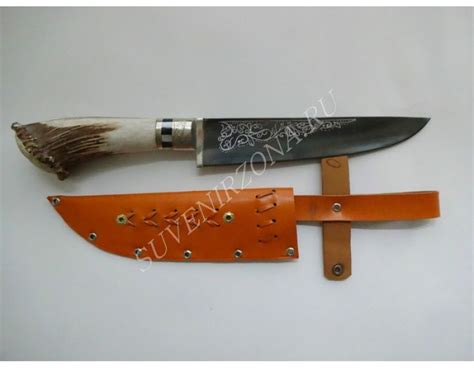 Купить нож с рукоятью выполненной из натурального оленьего рога ...