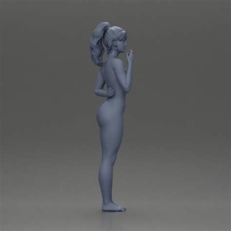 D Printable Naked Woman Standing Hand Resting On Her Back By Dgeschaft Miniatures Figures