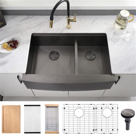 Buy 30 Inch Black Double Kitchen Sink Farmhouse Abironl 30 X22 Inch