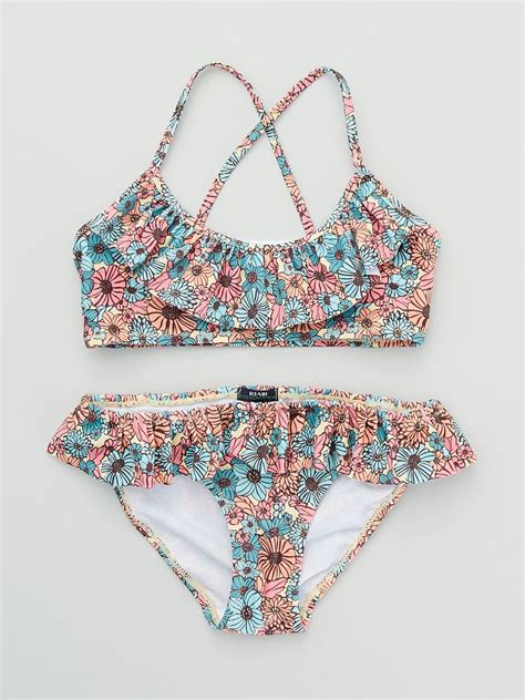 Bikini Con Flores Y Volantes Amarillo Kiabi