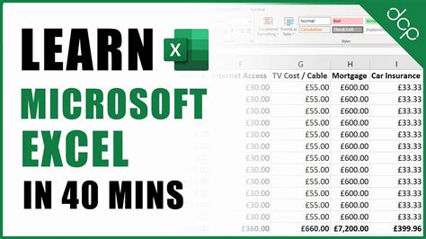 Beginners Guide To Excel Excel Basics Tutorial Learn Excel In 40 Mins Youtube