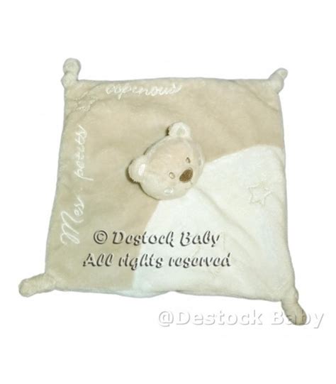 Doudou Plat Ours Blanc Beige Gris KIMBALOO Mes Petits Amis Etoiles 4