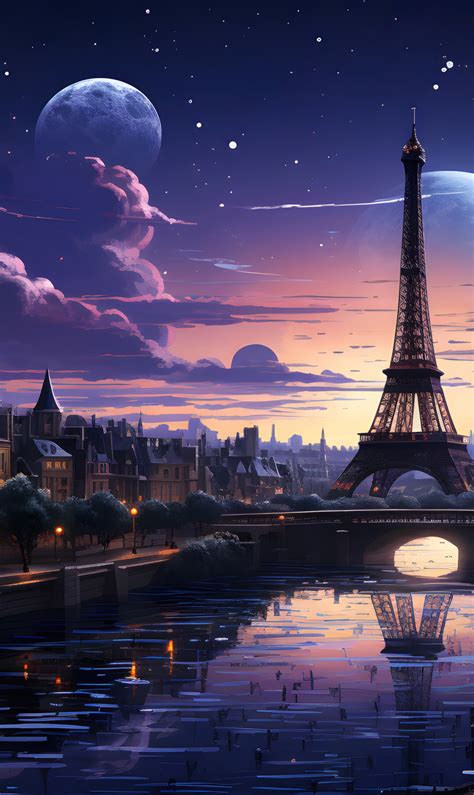Download Wallpaper City Paris Night Scenery Digital Art Section Ai
