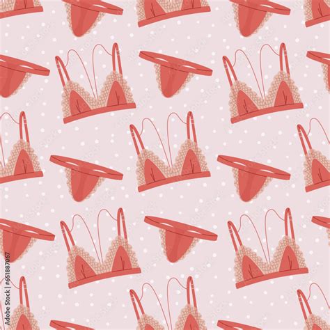 Set Of Women Sexy Underwear Cartoon Feminine Bra And Panties Two Piece Bikini Swimsuit Vector