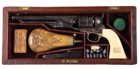 Lot Detail A Cased Factory Engraved Colt 1860 Army Percussion Revolver With Ivories