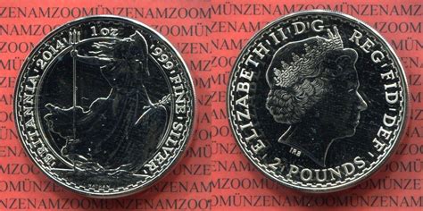 England UK Great Britain Grossbritannien 2 Pfund Silber Britannia 1