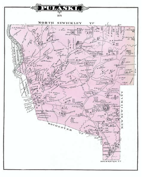 1876 Map of Pulaski Township Beaver County Pennsylvania - Etsy