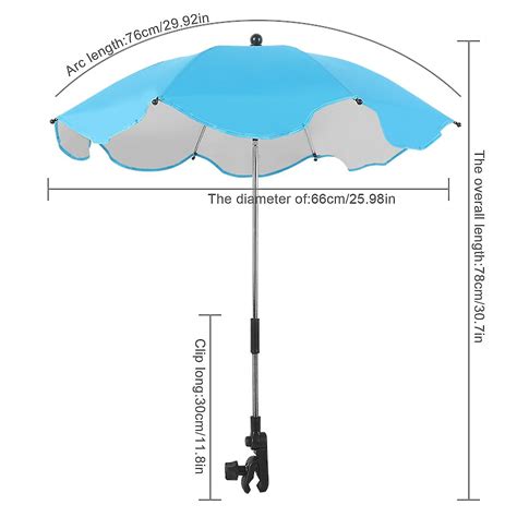 Chair Umbrella With Clamp 14 Inch Upf 50 Clip On Parasol For Patio