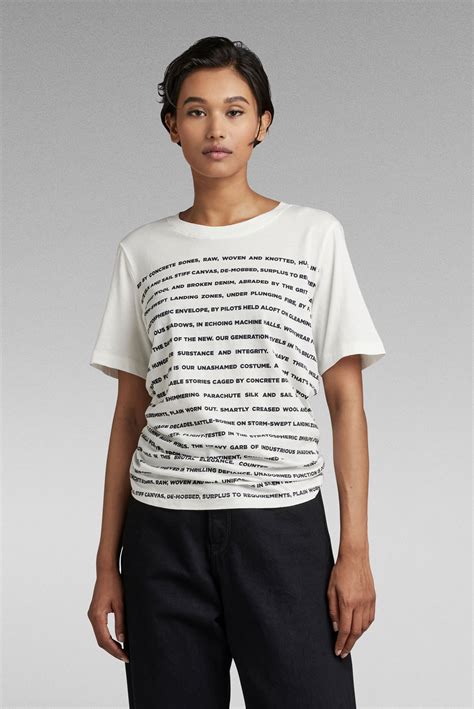 Женская белая футболка Stripe text G-Star RAW D22083,4107 — MD-Fashion