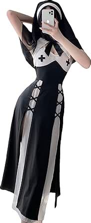 Amazon Jasmygirls Nun Costume Sexy Cosplay Lingerie Halloween Anime Maid Outfit Goth Devil