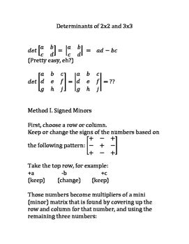 determinants     matrices  heidis math store tpt
