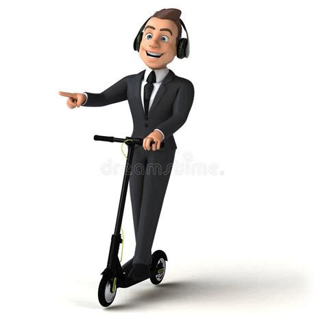 Fun Cartoon Character on an Electric Scooter Stock Illustration ...