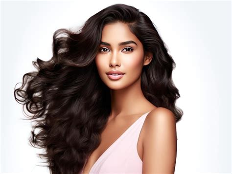 Premium Photo Indian Model Showcases Hair Transformation With Serums