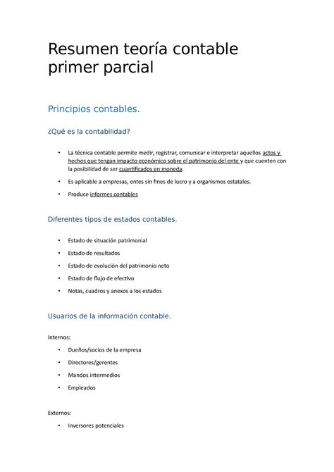 Resumen teoría contable primer parcial Resumen teoría contable primer