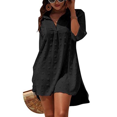 Womens Swimsuit Coverups White Chiffon Bikini Swimwear Beach Cover Up Dress Shirt Walmart