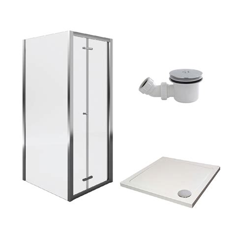 Aqualux Bi Fold Door Shower Enclosure And Tray Package 800 X 800mm