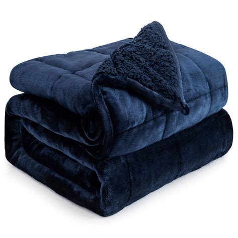 Weighted Blanket 15lbs For Queen Bed Cottonblue Sherpa Flannel