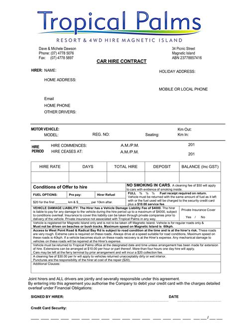 Dry Hire Agreement Template