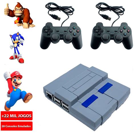 Shark Retrô Box 64GB Case Snes 2 controles de 22 mil Jogos