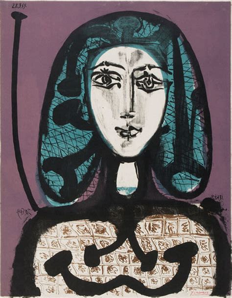 Картина Пабло Пикассо. Женщина с сеткой для волос. 1949 | Пабло Пикассо