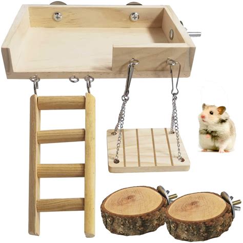 Buy Kathson Hamster Toy Set With Platform Ladder Swing Pcs Wooden