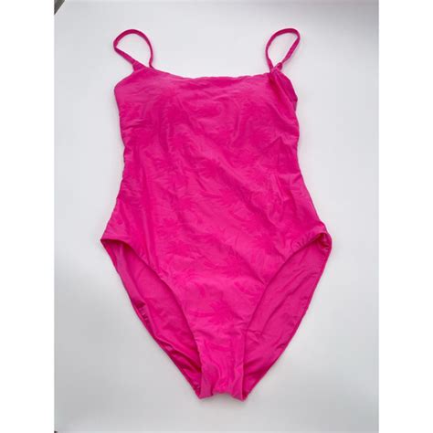 Trina Turk Swim Trina Turk Nwt Hot Pink Venus Pink Palm Tree Textured Sway Scoop Bathing