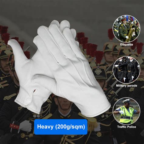 Men White 100 Cotton Nylon Doorman Banquet Dress Honor Guard Parade Gloves China Parad White