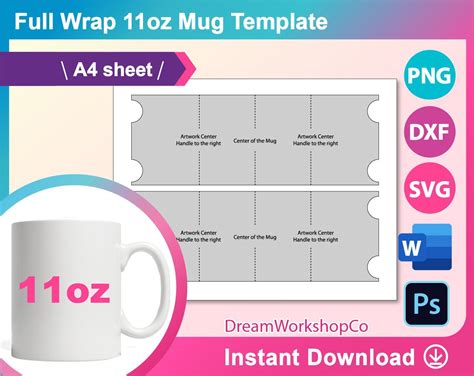 11oz Mug Template 11oz Mug Full Wrap Template Sublimation Template