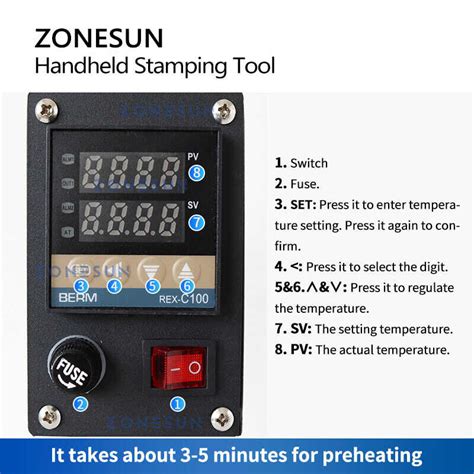 Hot ZONESUN Handheld Stamping Into Heat Press Digital Leather Tool Paper Wood Custom Shopee
