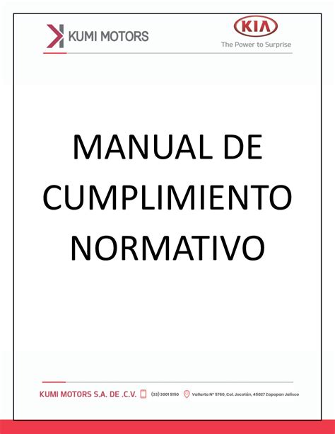 Calam O Manual De Cumplimiento Normativo Kumi Motors Sa De Cv Codigo