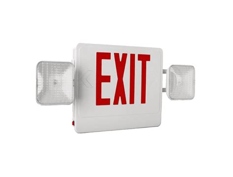 led exit sign white housing red lettering   head remote