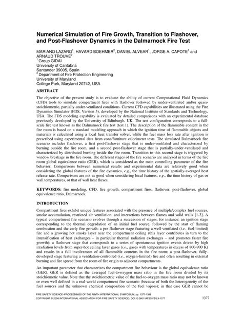 (PDF) Numerical Simulation of Fire Growth, Transition to Flashover, and Post-Flashover Dynamics ...