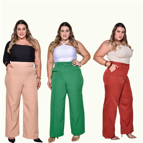 Calça Alfaiataria Feminina Plus - Calça Feminina Pantalona Alfaiataria Roupa Plus Size Social | Shopee Brasil