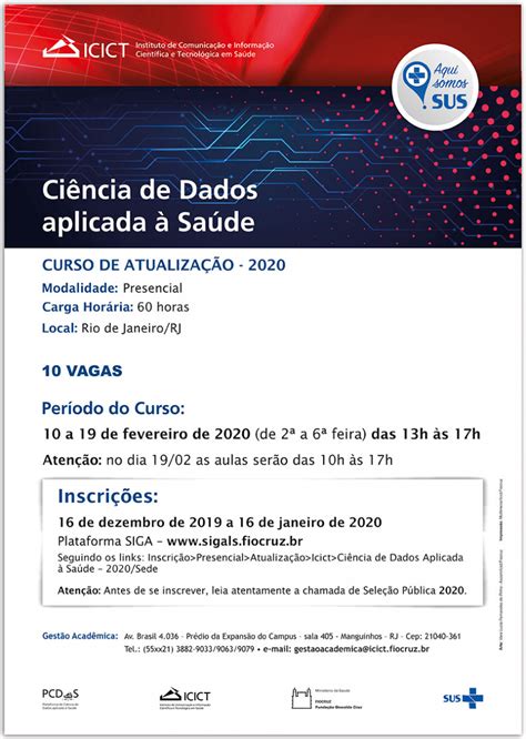 Atualização em Ciência de Dados Aplicada à Saúde 2020 Inscrições