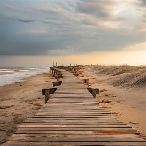 Premium Photo Wooden Walkway In Beach Sand