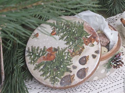 Купить Круглая шкатулка для рождественских сладостей - серый, шкатулка ...