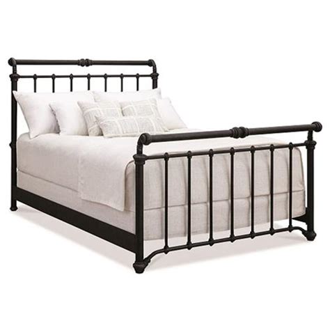 Jiggy French Country Matte Black Iron Sleigh Bed Queen Kathy Kuo Home