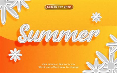 Texto de verão efeito de texto editável em estilo 3d Vetor Premium